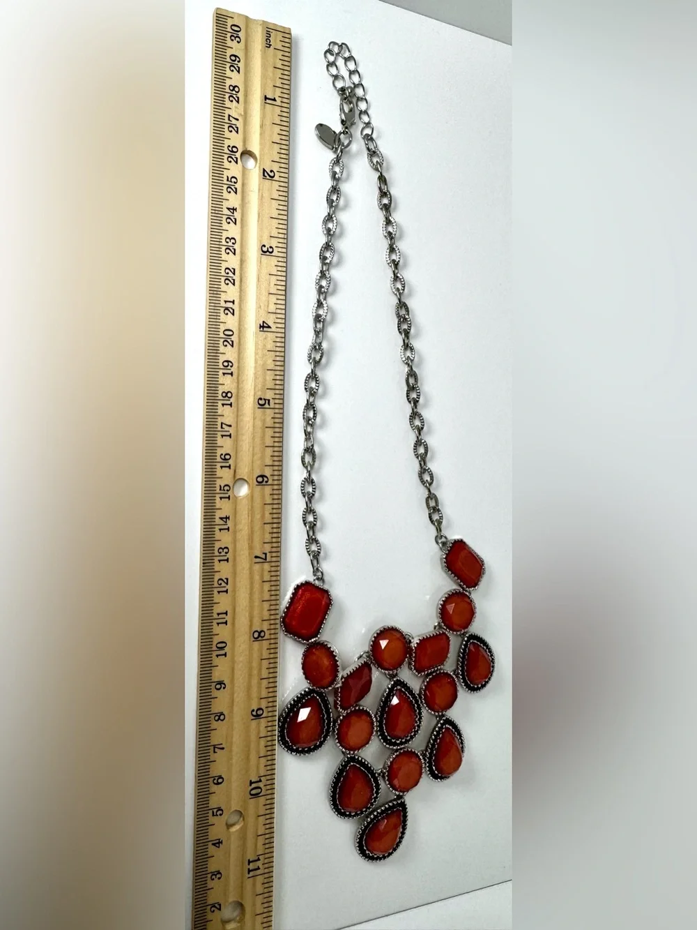 Charming Charlie Statement Orange Multi-Stone Bib Necklace #1754